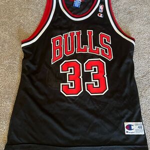 Champion Chicago Bulls Black Jersey with Red Highlights